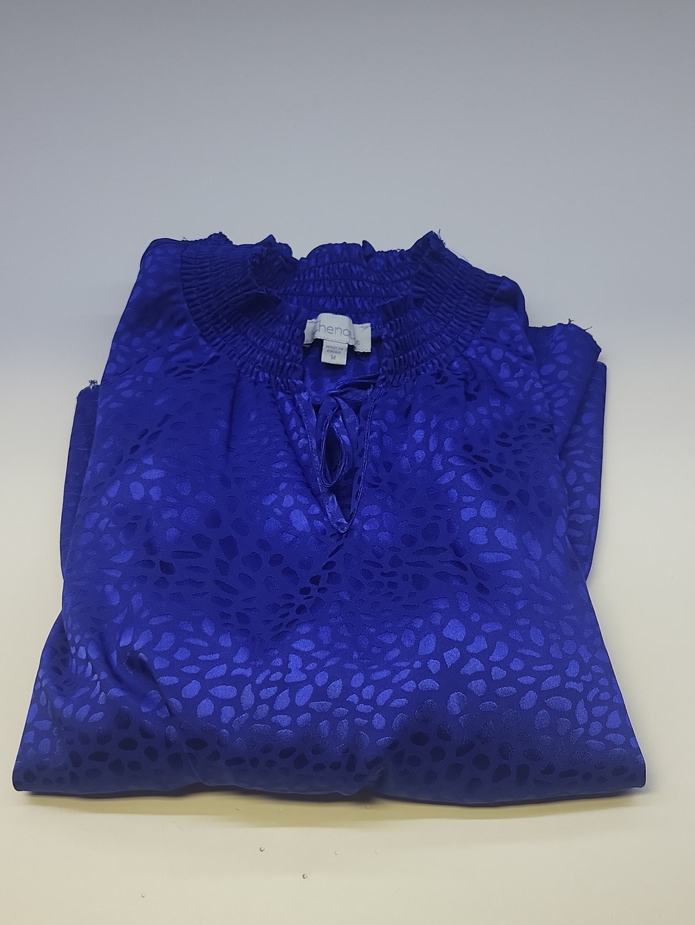*Chenault Women’s Royal Blue Smocked Neck Blouse